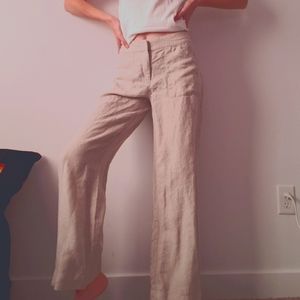 Chicos 100% linen wide leg pants